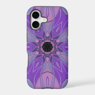 Cartoon Mandala Flower Purple Pink and Blue