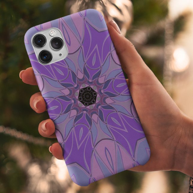 Cartoon Mandala Flower Purple Pink and Blue Case-Mate iPhone Case (Creator Uploaded)