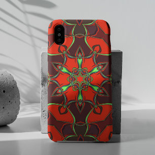 Cartoon Mandala Flower Red and Teal iPhone 11 Case