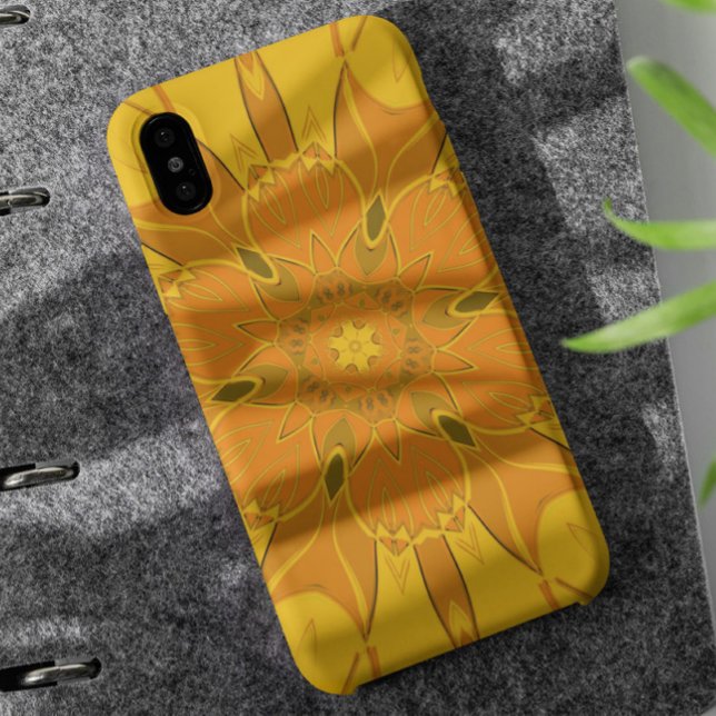 Cartoon Mandala Flower Yellow Case-Mate iPhone Case (Creator Uploaded)