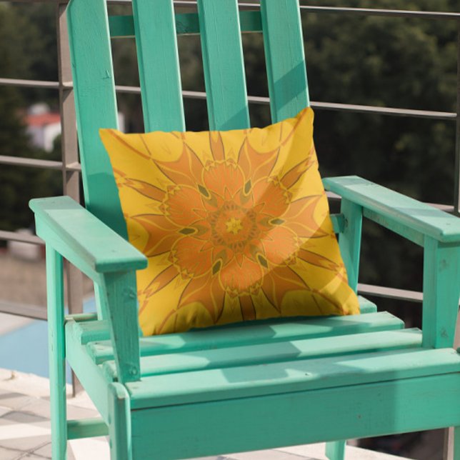 Cartoon Mandala Flower Yellow Cushion (Creator Uploaded)