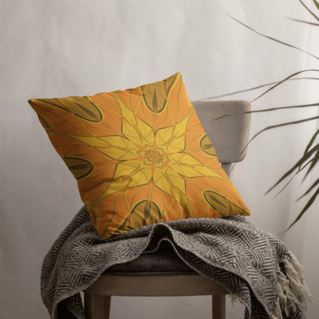 Cartoon Mandala Flower Yellow Cushion (Creator Uploaded)