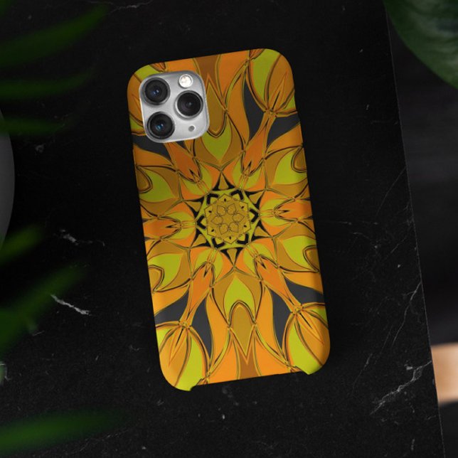 Cartoon Mandala Flower Yellow Orange and Blue Case-Mate iPhone Case (Creator Uploaded)