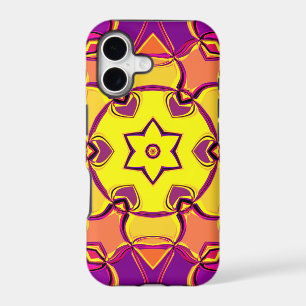 Cartoon Mandala Flower Yellow Orange and Pink