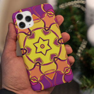 Cartoon Mandala Flower Yellow Orange and Pink iPhone 11 Case