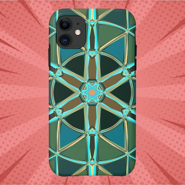 Cartoon Mandala Green Blue and Yellow Case-Mate iPhone Case (Creator Uploaded)