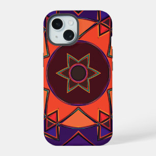 Cartoon Mandala Purple and Orange iPhone 15 Case