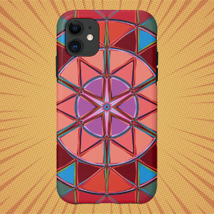 Cartoon Mandala Red Pink and Blue iPhone 11 Case