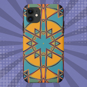 Cartoon Mandala Yellow Blue and Orange iPhone 11 Case