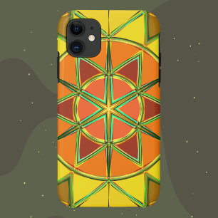 Cartoon Mandala Yellow Orange and Green iPhone 11 Case