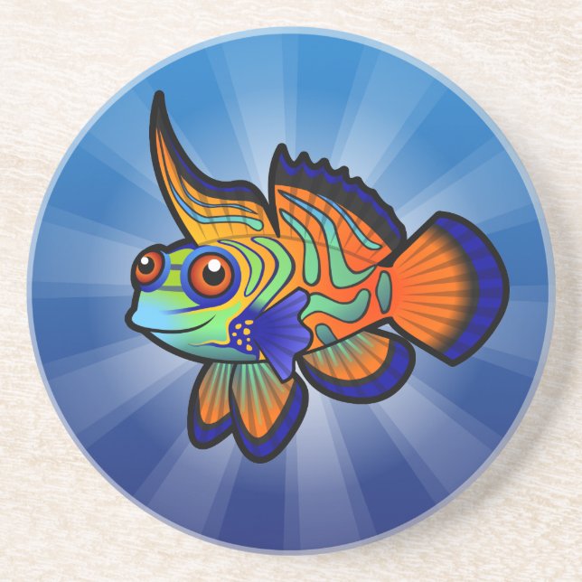 Cartoon Mandarin / Dragonet Fish Coaster (Front)