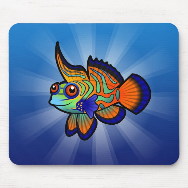 Cartoon Mandarin / Dragonet Fish Mouse Mat (Front)