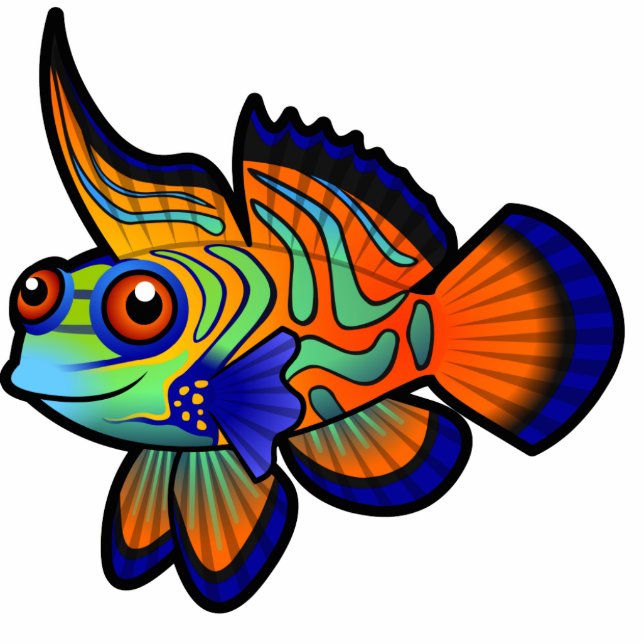 Cartoon Mandarin / Dragonet Fish Photo Sculpture Magnet (Front)