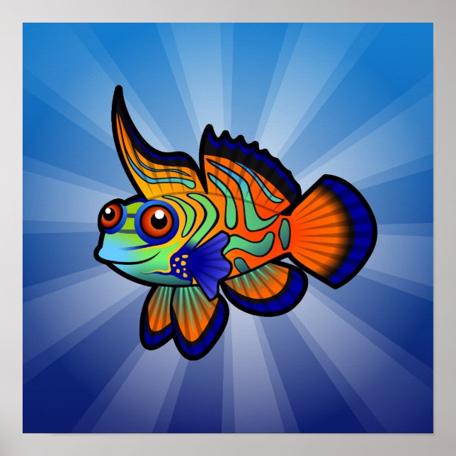 Cartoon Mandarin / Dragonet Fish Poster (Front)