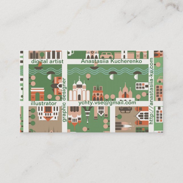 cartoon map name card (Front)