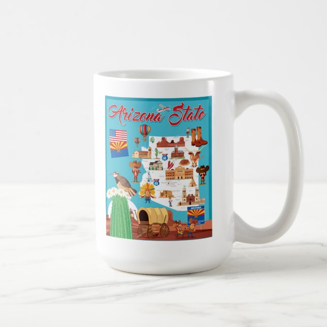 Cartoon Map of Arizona Coffee Mug (Right)