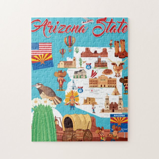 Cartoon Map of Arizona Jigsaw Puzzle (Vertical)