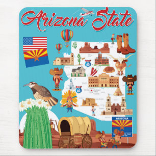 Cartoon Map of Arizona Mouse Mat