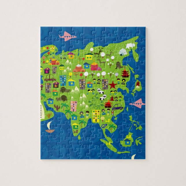 Cartoon Map of Asia Puzzle (Vertical)