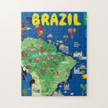 Cartoon Map of Brazil Jigsaw Puzzle<br><div class="desc">This design features a cartoon map of Brazil.
I have used 
http://legacy.lib.utexas.edu/maps/world_maps/world_physical_2015.pdf
http://legacy.lib.utexas.edu/maps/americas/south_america_ref_2010.pdf
address as the reference to draw the basic map outlines with Illustrator CS5 software,  other themes were created by 
myself.</div>