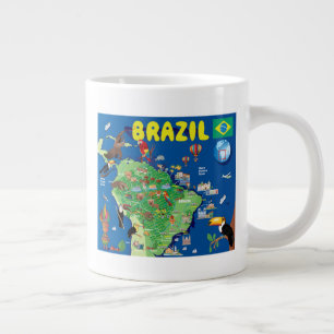 Cartoon Map of Brazil Large Coffee Mug