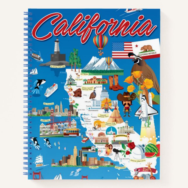 Cartoon Map of California Notebook (Front)
