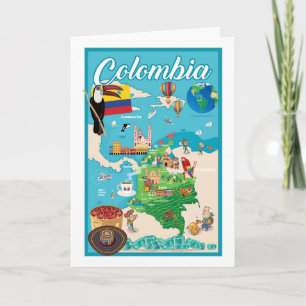 Cartoon Map of Colombia Card