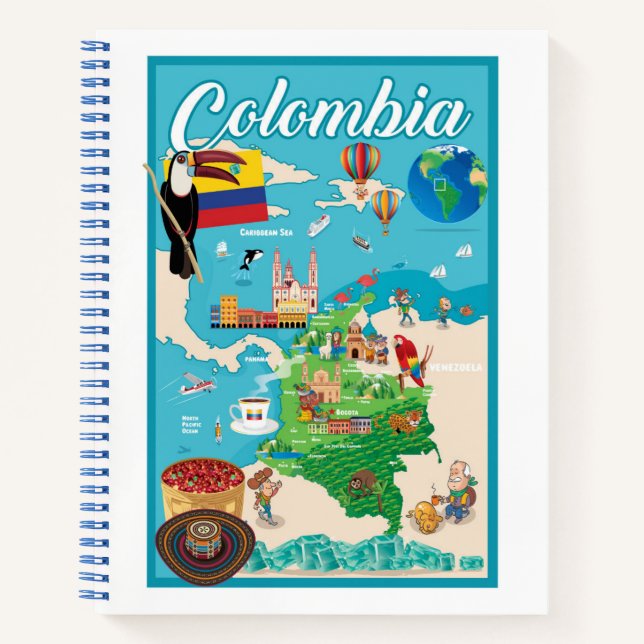 Cartoon Map of Colombia Notebook (Front)