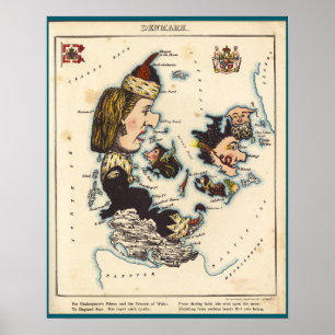 Cartoon Map of Denmark (1868) Poster