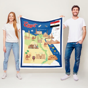 Cartoon Map of Egypt Fleece Blanket