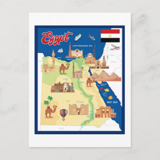 Cartoon Map of Egypt Postcard