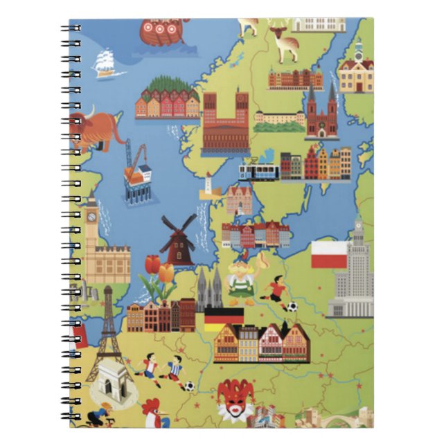 Cartoon Map of Europe Notebook (Front)