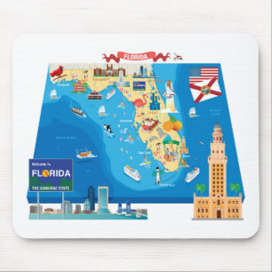 Cartoon Map of Florida Mouse Mat