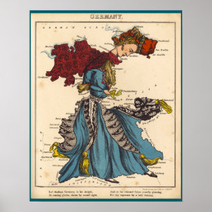 Cartoon Map of Germany (1868) Poster