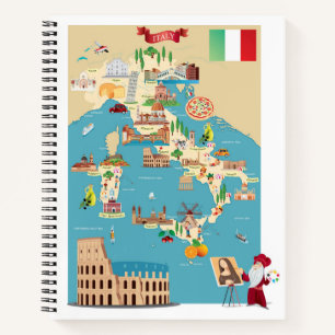 Cartoon Map of Italy Notebook