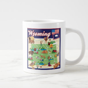 Cartoon Map of Wyoming Large Coffee Mug