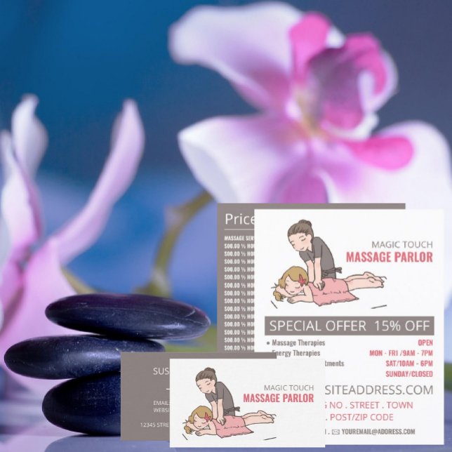 Cartoon Massage, Massage Therapist Business Card (Creator Uploaded)