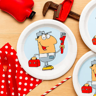 Cartoon Mechanic Paper Plate