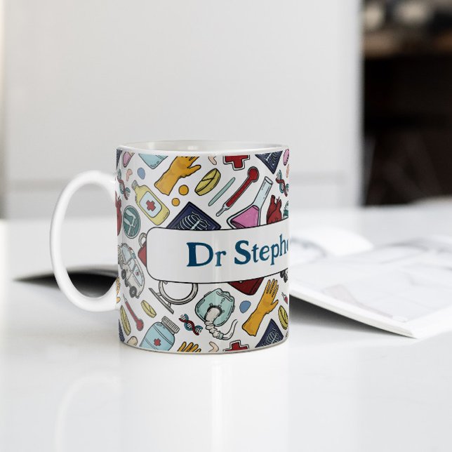 Cartoon medical doctor nurse science pattern coffee mug (Creator Uploaded)