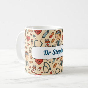 Cartoon medical doctor science pattern coffee mug