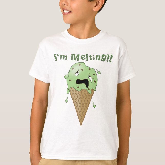 Cartoon Melting Ice Cream Cone (I'm Melting) T-Shirt (Front)