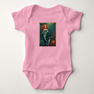 Cartoon Mermaid Beach Adorable Ocean-Themed Baby Bodysuit