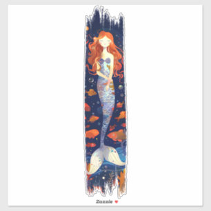 Cartoon Mermaid Brushstroke Paint