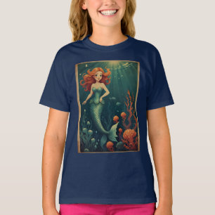 Cartoon Mermaid Playful Underwater Design T-Shirt