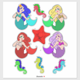Cartoon Mermaid Seahorse Fantasy fairytale art
