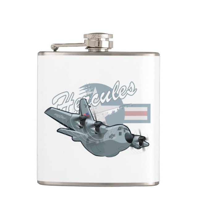 Cartoon military ailrplane hip flask (Front)