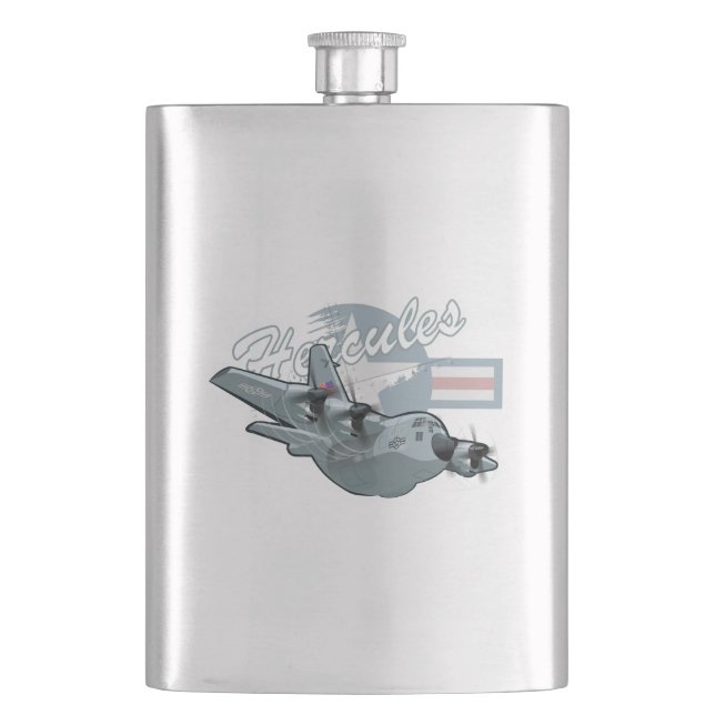 Cartoon military ailrplane hip flask (Front)