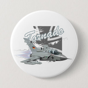 Cartoon military fighter plane 7.5 cm round badge
