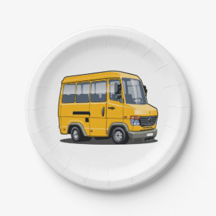 Cartoon mini bus paper plate