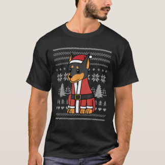 Cartoon Miniature Pinscher Funny Dog Christmas Gif T-Shirt